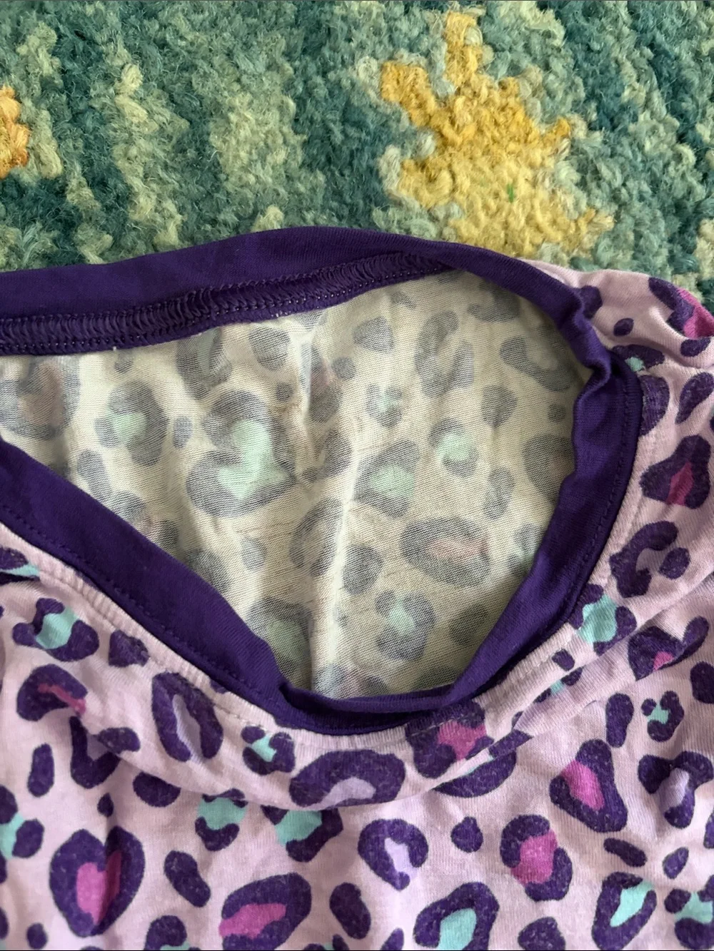 Little Sleepies Purple Teal Heart Leopard Print Pajama Set